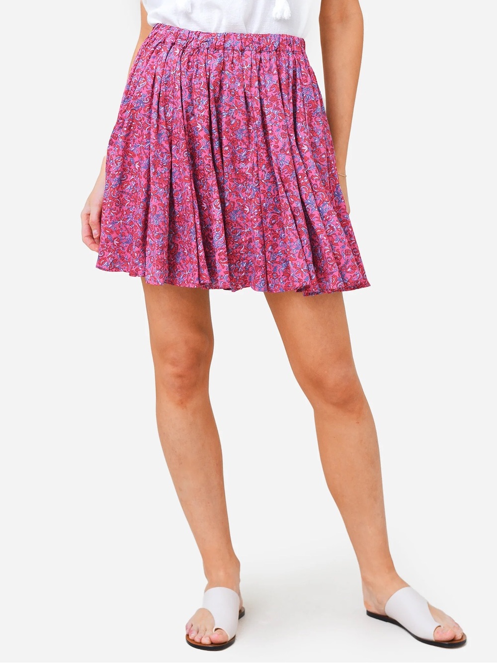 XiRENA Pink Floral Pleated Mini Skirt